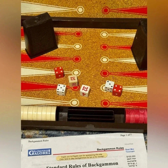 💥VINTAGE Tournament Backgammon Plastic Brown Case Game ES LOWE Travel Set 1978 - Picture 4 of 6